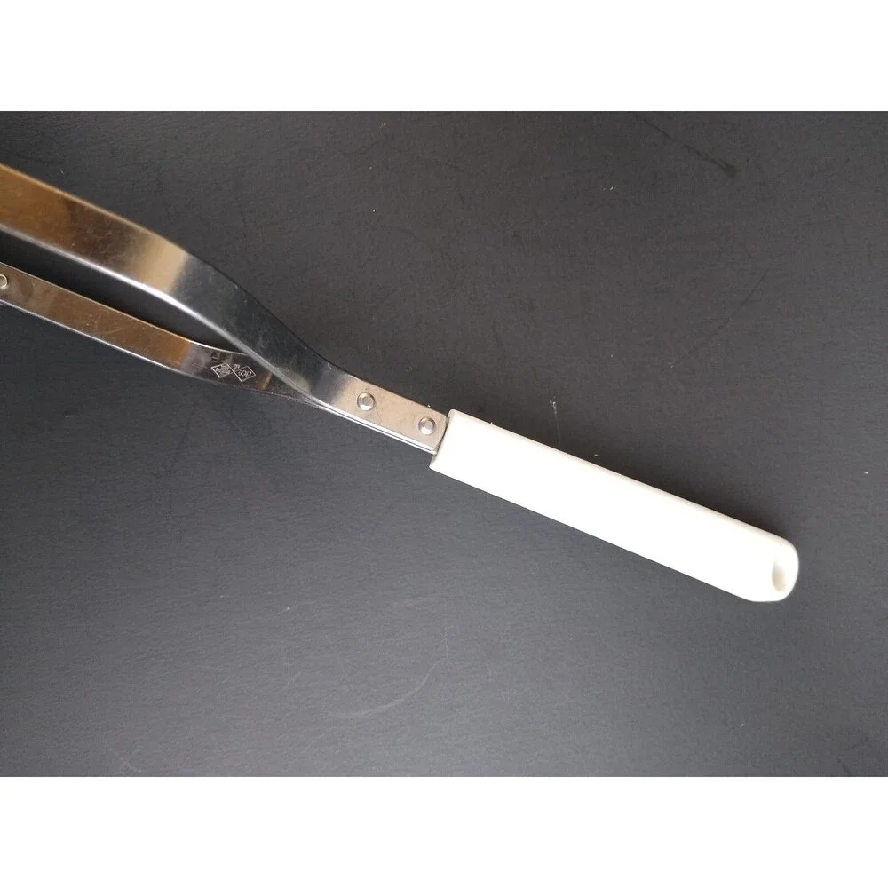 Vintage Stainless Steel Slotted Potato Masher Blue and White Handle Ace
